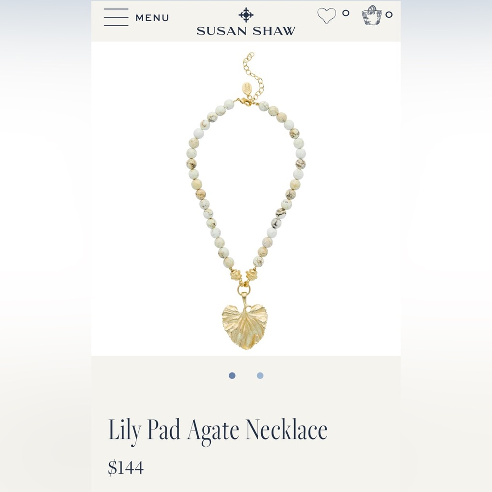 Susan Shaw NWOT Lily Pad White Agate Necklace